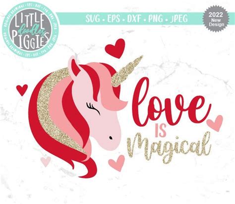 Love Is Magical Svg Eps Png Cut File Unicorn Valentine Etsy