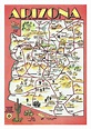 Detailed travel illustrated map of Arizona state Poster 20 x 30-20 Inch ...
