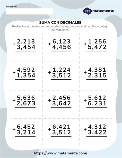 240 Suma Y Resta De Decimales ¡ejercicios Para Imprimir