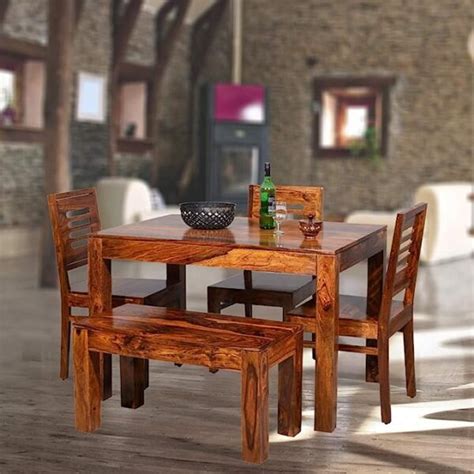 Stepinwood Sheesham Wood 4 Seater Dining Table Set For Home Hall