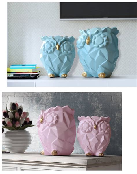 Luxury Resin Figurine For T Cute Owls Animal Statues Home Decoration