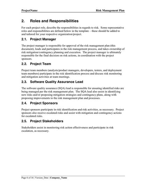 Risk Management Plan Template In Word And Pdf Formats Page 6 Of 16