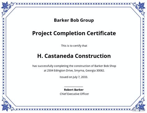 Free Project Completion Certificate Templates 5 Download In Pdf Word
