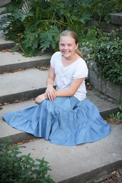 Girls Lightweight Modest Denim Tiered Peasant Prairie Skirt Etsy