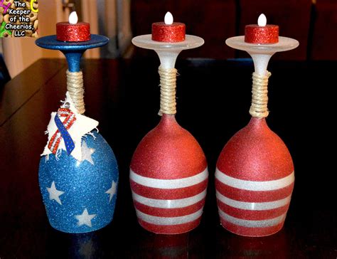Patriotic Wine Glasses Candle Holders