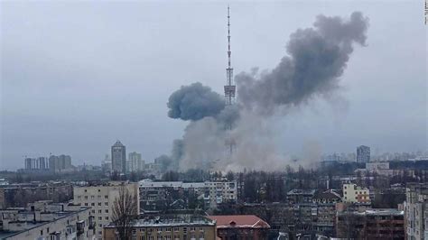 Kyiv Hit With Rockets Near Tv Tower And Holocaust Memorial Hours After Russia Threatened High