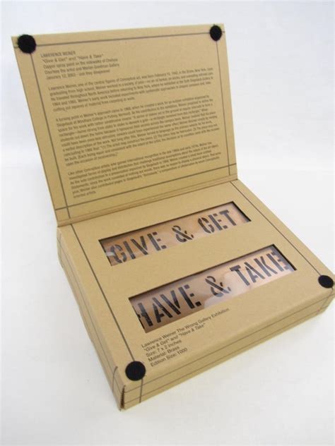 have and take give and get wrong gallery a multiple brass stencil set by lawrence weiner ltd