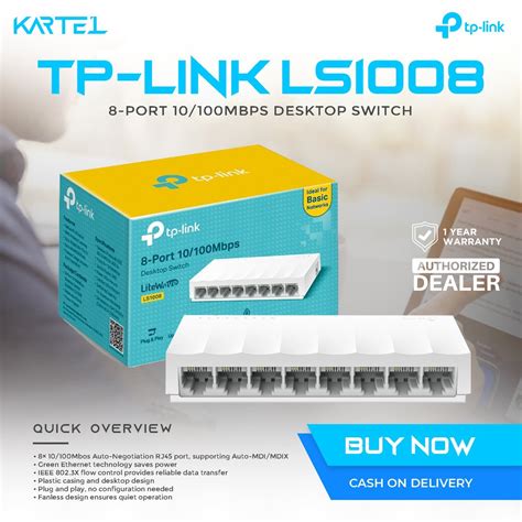 Tp Link 8 Port Fast Ethernet Switch 10 100mbps Tl Ls1008 Shopee Philippines