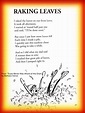 cute Children's poem about raking leaves in Autumn. From "Suzie Bitner ...