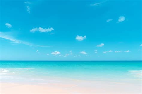 Beautiful Tropical Beach With Blue Sky And White Clouds Abstract