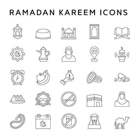 Premium Vector A Set Of Ramadan Kareem Icons