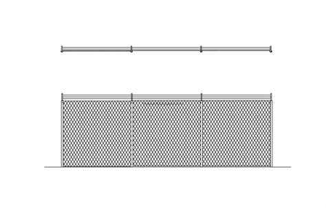 Chain Link Fence Plan And Elevation Free Autocad Block Free Cad Floor