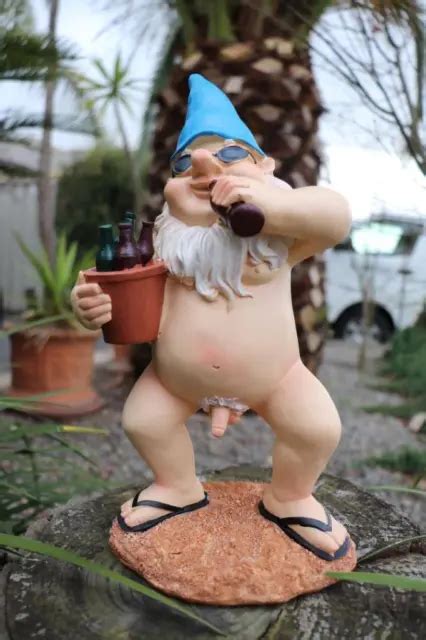 Garden Gnome Naked Nude Gnomes Drinking Beer Naughty Garden Ornament Cm Picclick