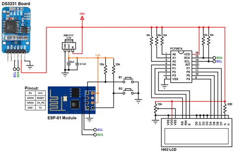 Esp8266 Esp 01 Real Time Clock With Ds3231ds1307 Simple Circuit