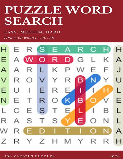 Puzzle Word Search Easy Medium Hard Find Each Word If You Can 100