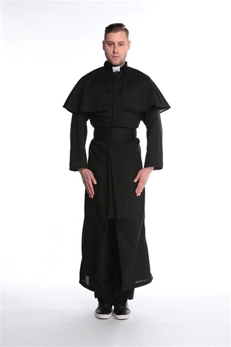 Mens Black Priest Minister Costume Halloween Adult Cosplay Dress Fancy Dress 89172 In Sexy