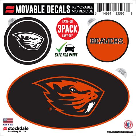 Oregon State Beavers Repositionable 3 Pack Decal Set