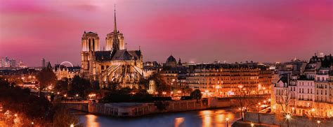 The Picturesque Sunset Over Notre Dame Cathedral Paris France