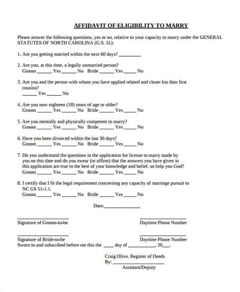 free 9 sample eligibility affidavit forms in pdf ms word