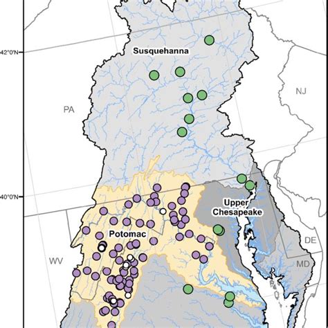 Major Huc4 Watersheds Of The Chesapeake Bay Watershed And Locations