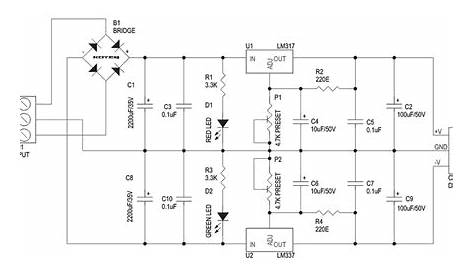 dual adjustable power supply circuit diagram