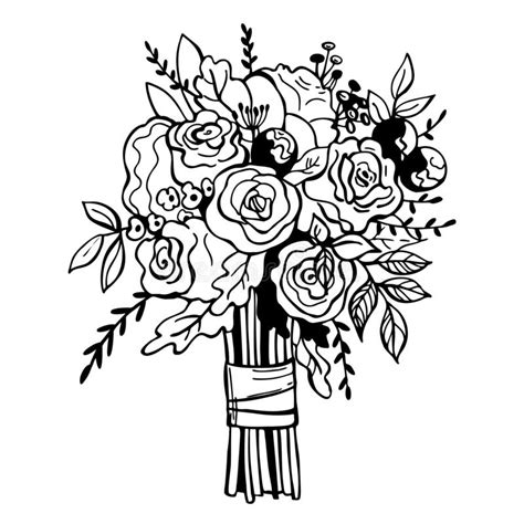 Hand Drawn Wedding Bouquet Vector Illustration Stock Vector