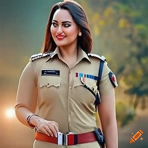Sonakshi Sinha In Police Uniform Ultra Hd Realstic Day Time Full Body Image