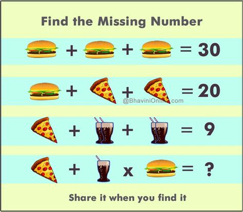 Picture Riddle Find The Missing Number From The Given Information