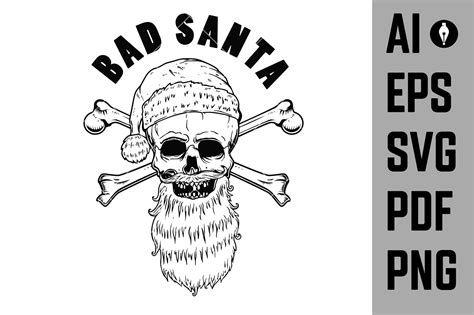 Bad Santa Santa Claus Skull Design Graphic By Ivankotliar256
