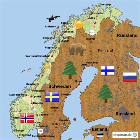 Stepmap Norwegen Landkarte Für Norwegen