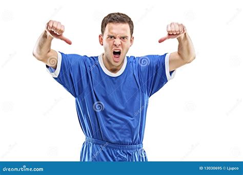 An Angry Soccer Player Shouting Stock Image Image Of Adult Gesture