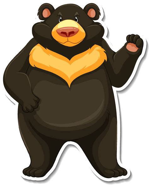 Black Bear Cartoon Character Sticker 3657944 Vector Art At Vecteezy