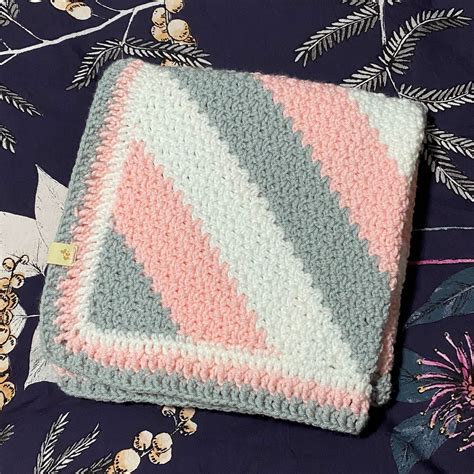 Crochet Diagonal Stripe Baby Blanket Etsy