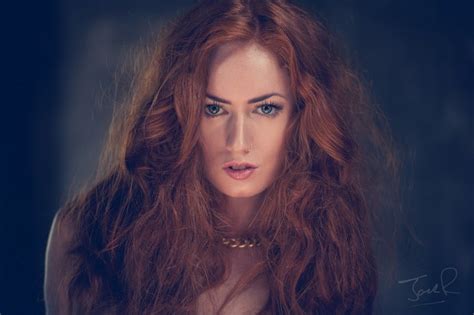 Face Women Redhead Model Portrait Long Hair Photography Blue