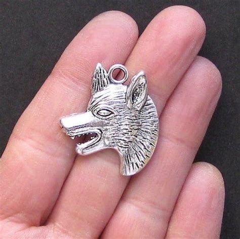 Buy Now 4 Wolf Charms Antique Silver Tone Stunning Detail