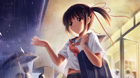 Girl Students Rain Umbrella Art Hd Anime 4k Wallpapers
