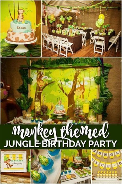 This party is so fun and would work perfectly for not just a jungle party, but for a zoo or safari party as well. Monkey Themed Jungle Birthday Party | Jungle birthday ...
