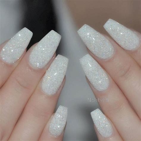 Pin By Princess226 On Nail Ideas White Glitter Nails White Sparkle