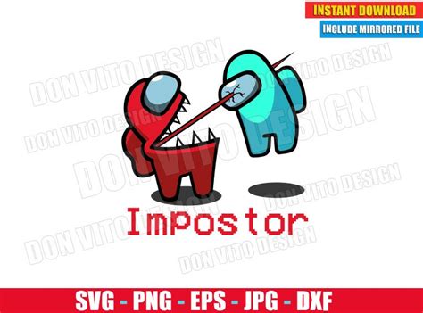 Impostor Kills Crewmate Svg Dxf Png Game Among Us Red Logo Cut