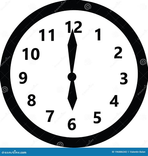 Round Clock Face Showing Six O Clock Stock Vector Illustration Of