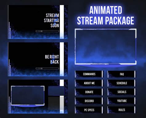 Twitch Animated Overlay Package Ready To Use Blue Overlay Simple
