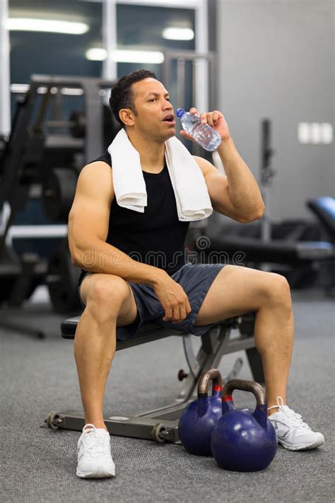 Man Drinking Water After Exercise Stock Photo Image Of