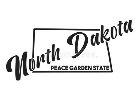 North Dakota Vector Illustration Black And White Logo Of The Name Of