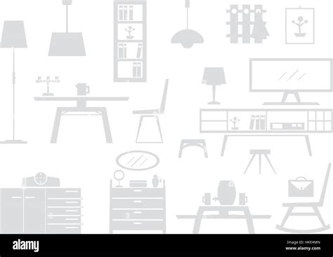 Many Different Pieces Of Furniture As Vector Graphics Stock Vector