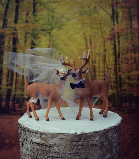 Buck And Doe Bride And Groom Deer Wedding Cake Topper Hunter Etsy