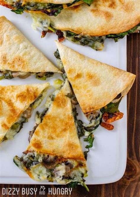 Baked Spinach Mushroom Quesadillas Dizzy Busy And Hungry