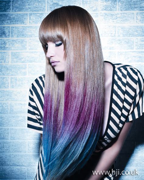 2012 Blue And Purple Dip Dye Long Hair Hairstyle Hji