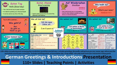 German Greetings And Introductions Presentation Teaching Resources