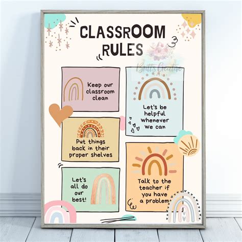 Classroom Rules Poster Digital Download Daycare Printable Etsy