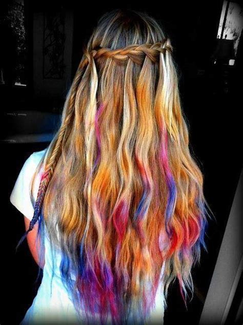 Colorful Wavy Summer Hair Tie Dye Hair Hair Styles Dip Dye Hair